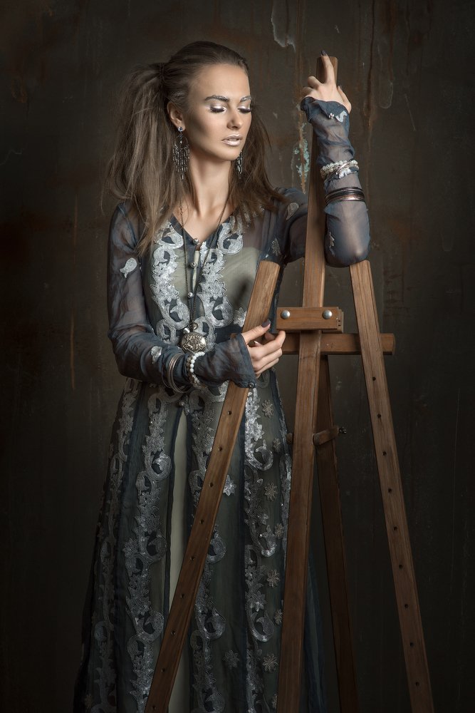 portrait with an easel