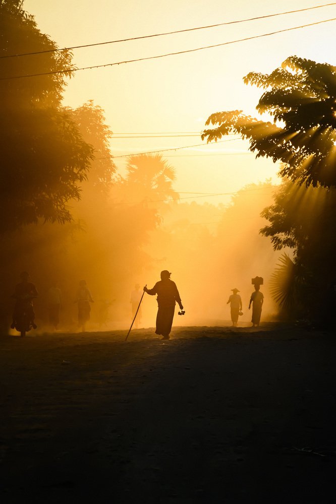 Old woman on the road