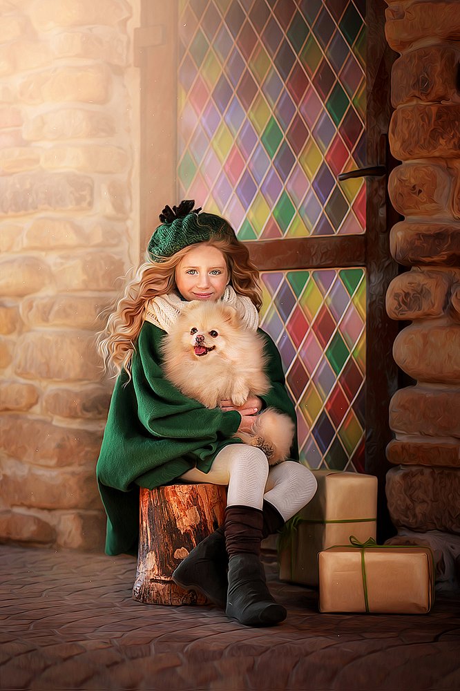 Девочка и собачка