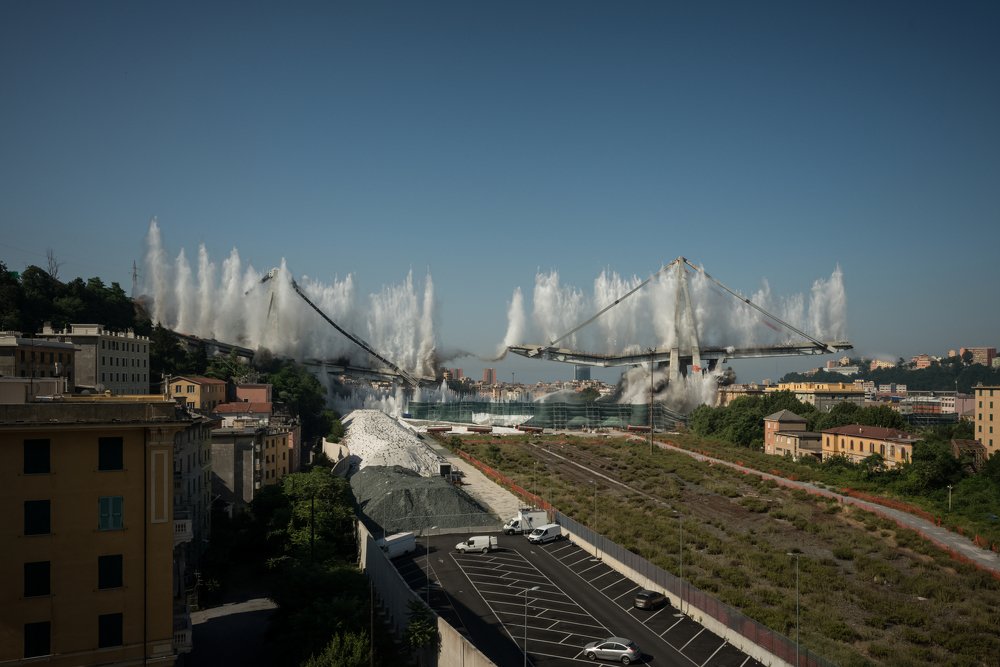 Explosion of the Morandi Bridge