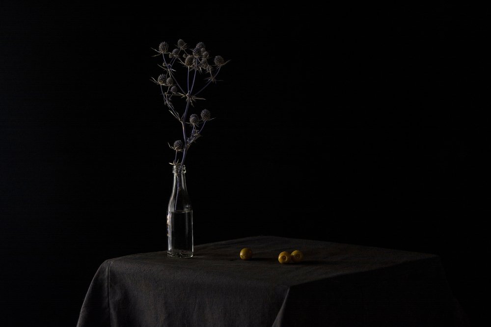 Натюрморт с чертополохом и оливками..