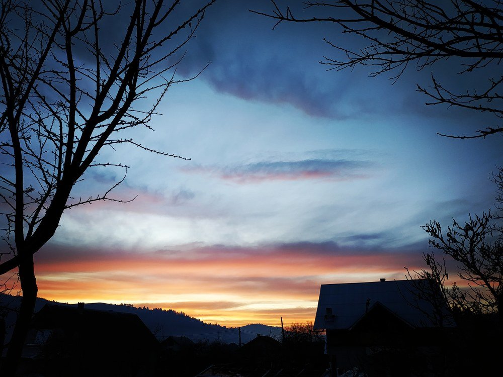 Landscape with sunset