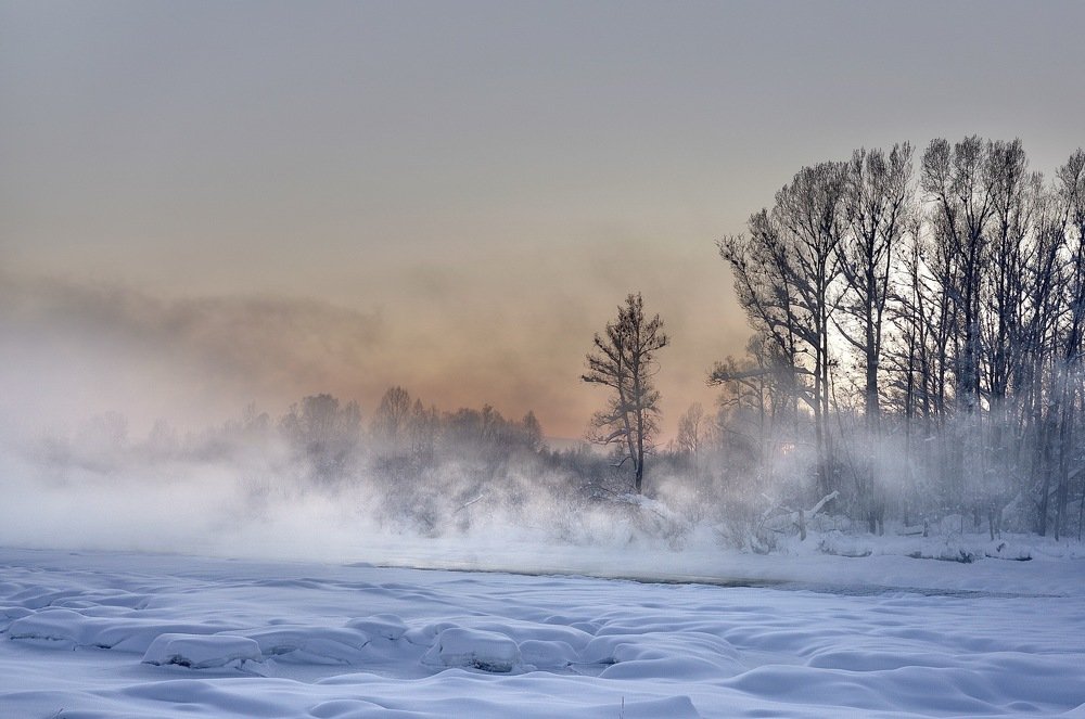 Декабрьский закат на Катуни