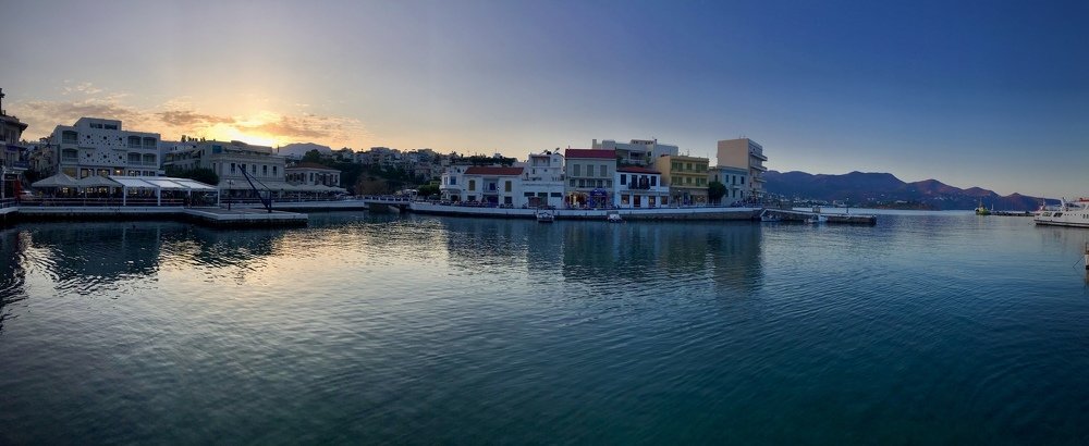 панорама заката на острове Крит