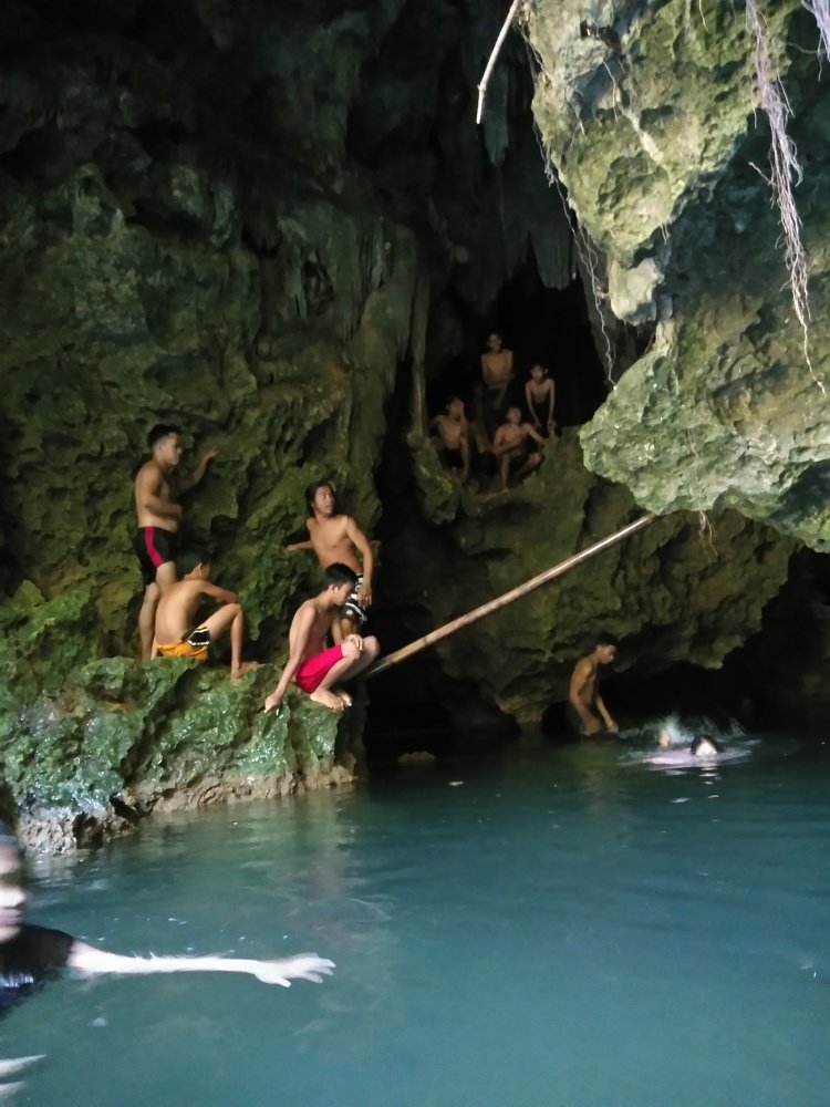Bathing in a water lagoon