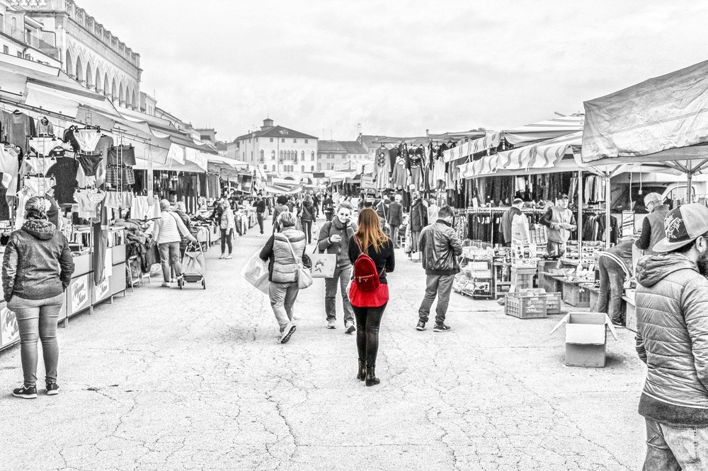 a street market in Padua, Italy
