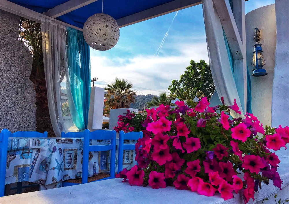 Beautiful view of the Greek terrace