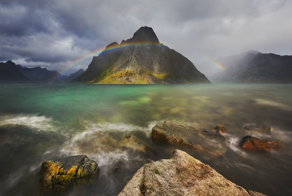 Rainbow and Lofoten Islands