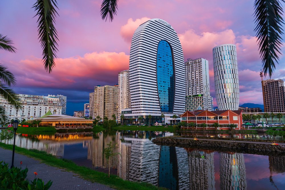 Beautiful purple sunset, Batumi