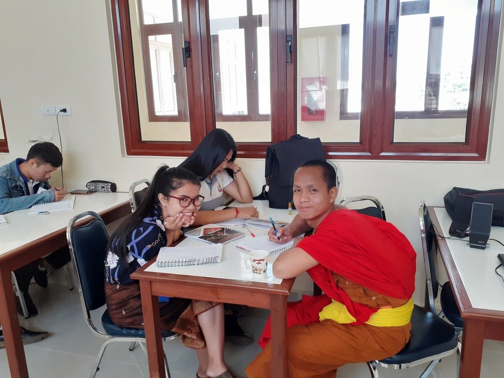 Lao young people studying