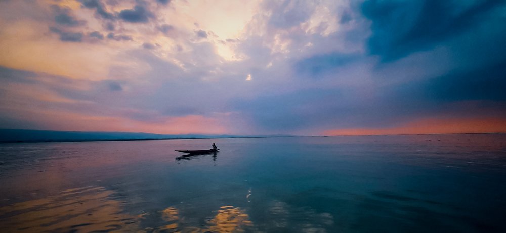 A twilight  Boat ridding
