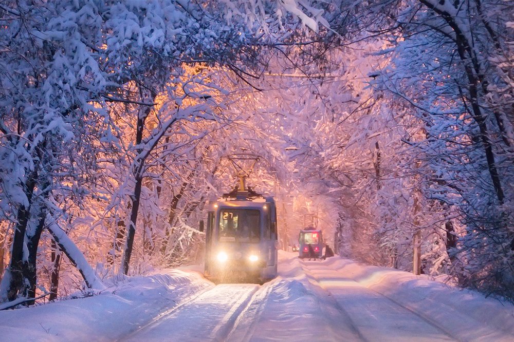 Зимний трамвай. Москва