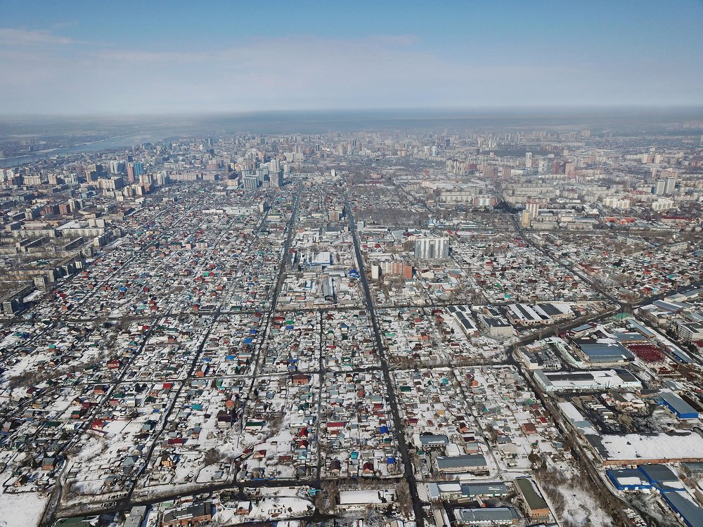 Город с высоты птичьего полета.