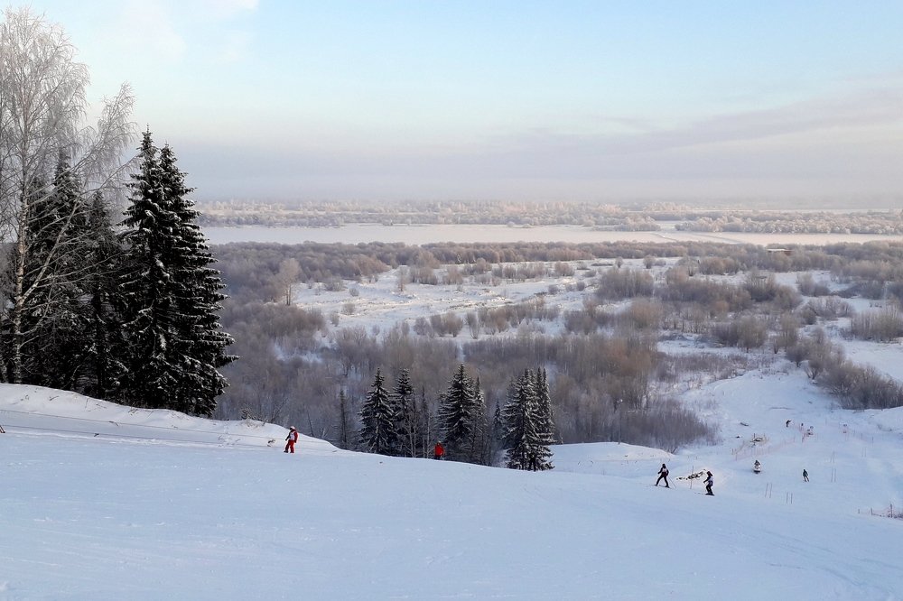 Лыжники.