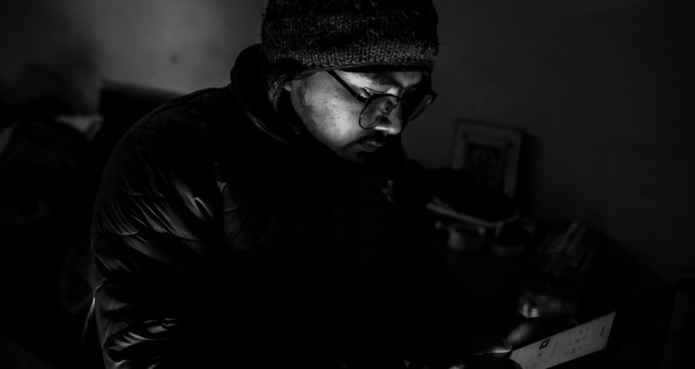 Men with technology