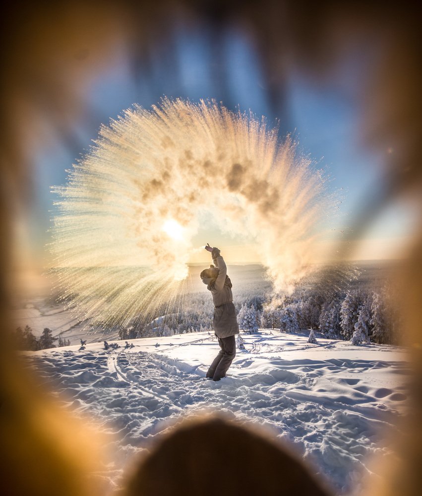 Фейерверк из кипятка на морозе (Water firework in the frost  )