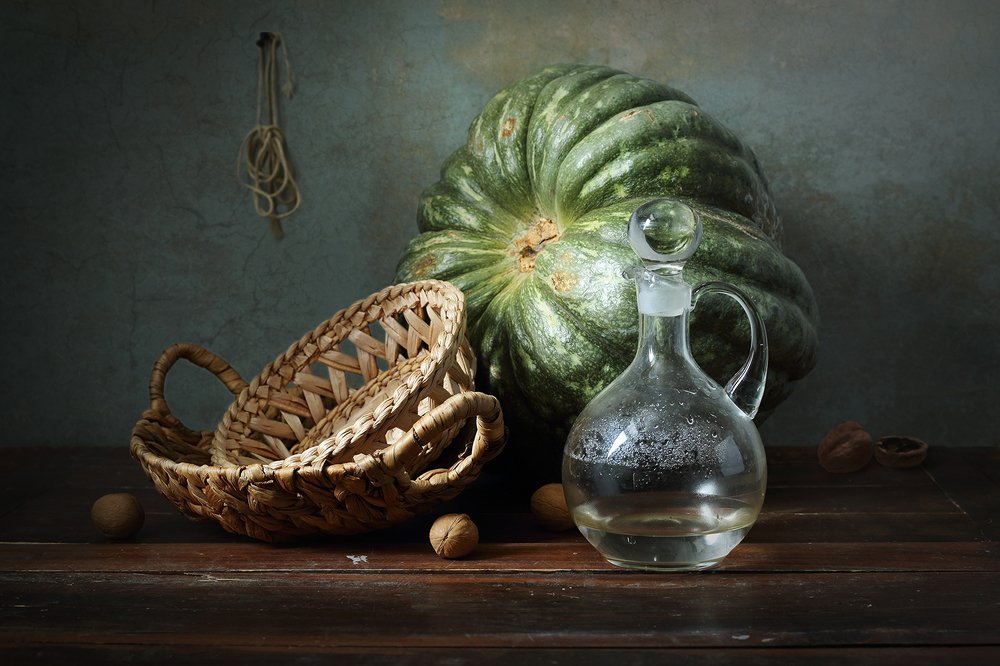Still life with a large pumpkin