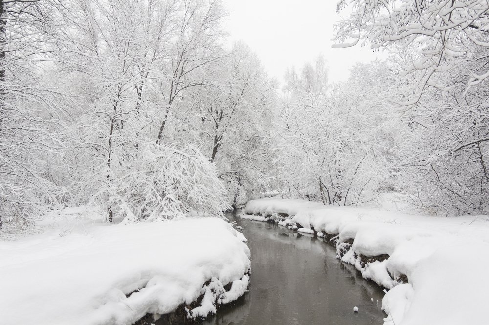 Snow and river