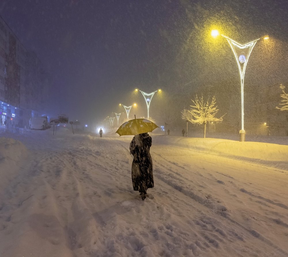 Yellow Umbrella Woman