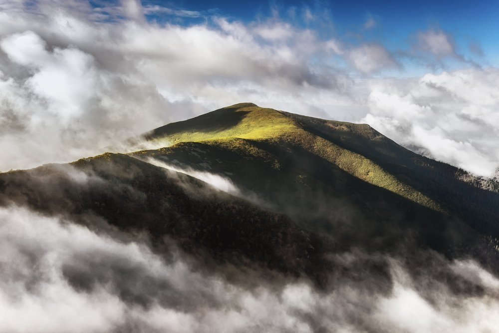 Veľký Gápeľ in clouds, Low Tatras