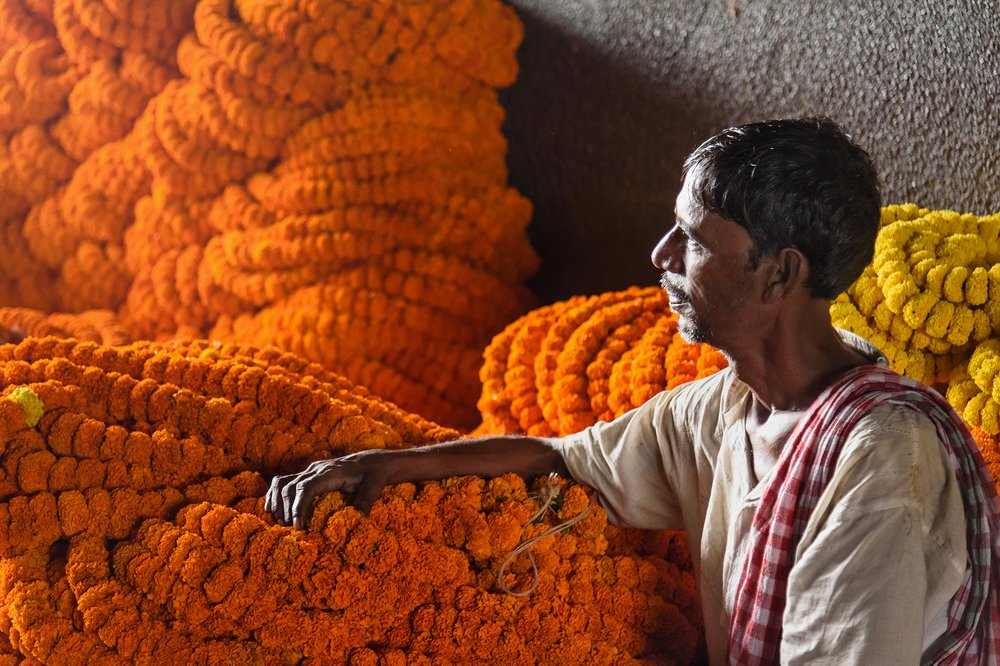 Цветочный рынок в Калькутте