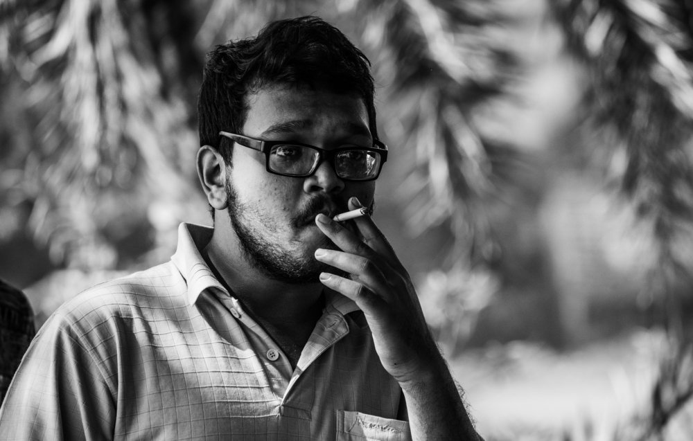 Candid with cigarette