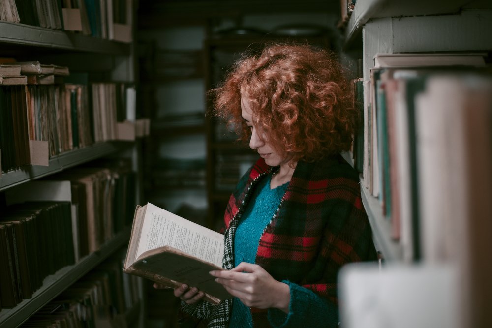 Woman in the library