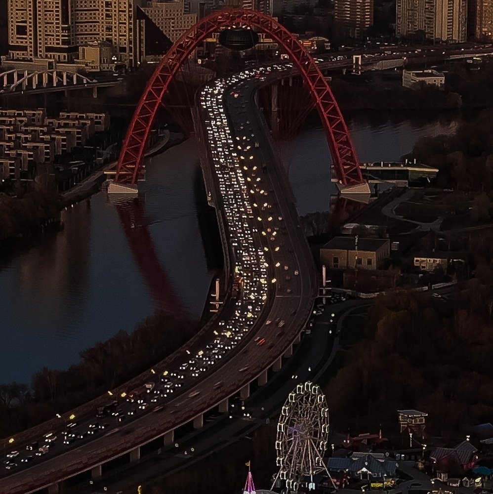 Живописный мост после заката