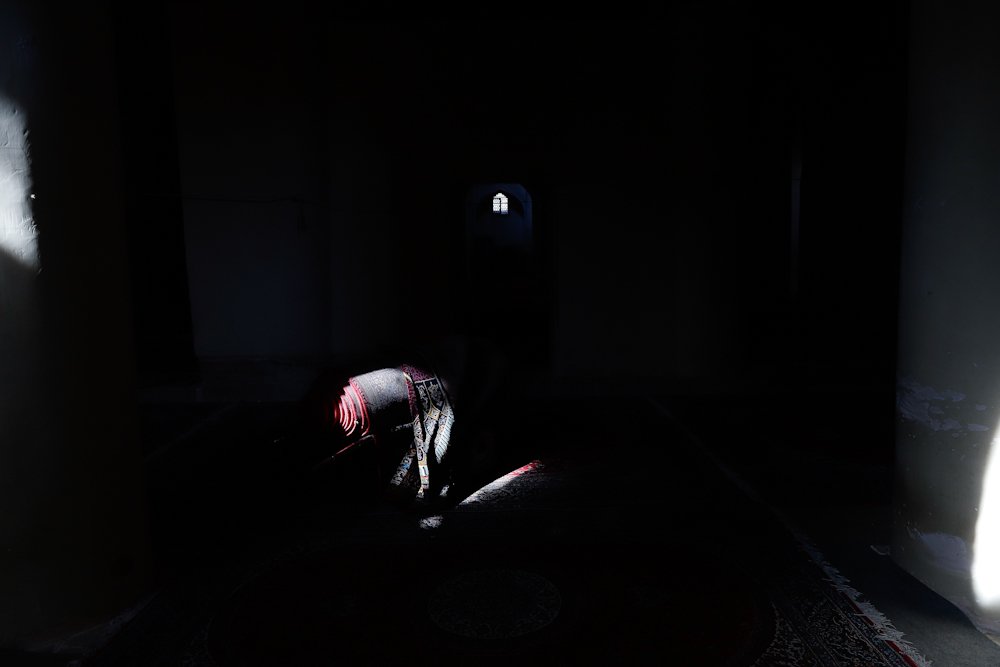 Red carpet in shadows