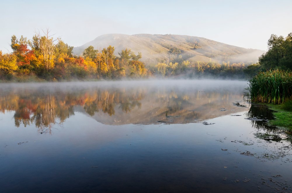 Remnant of an ancient sea reef - shikhan Kushtau in the fall