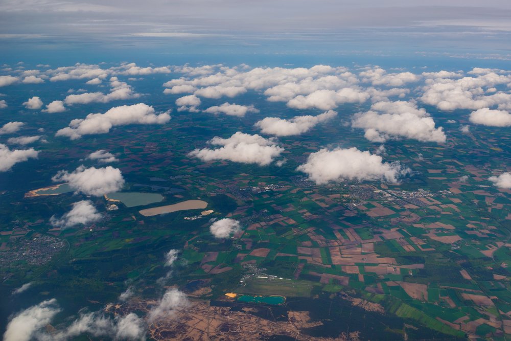 Aerial view from the airplane, Germany
