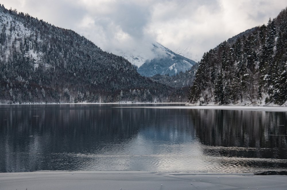 Refreshing winter time in the Alpsee, Germany