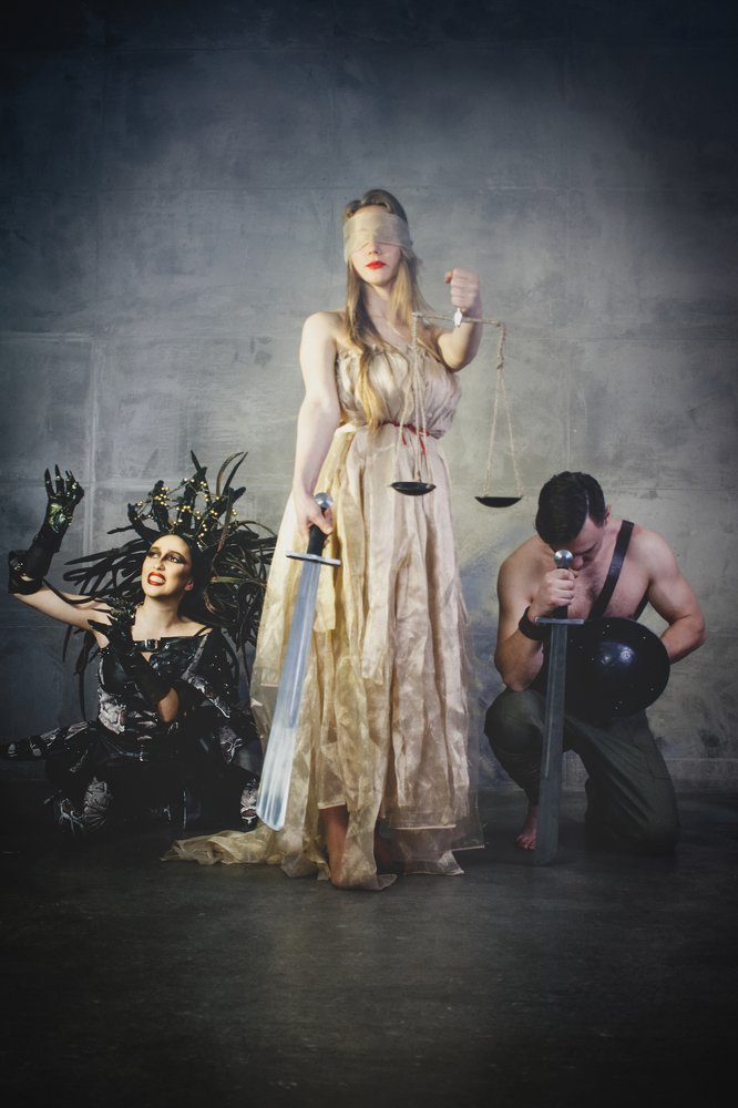 Lady Justice, Medusa Gorgon and Perseus