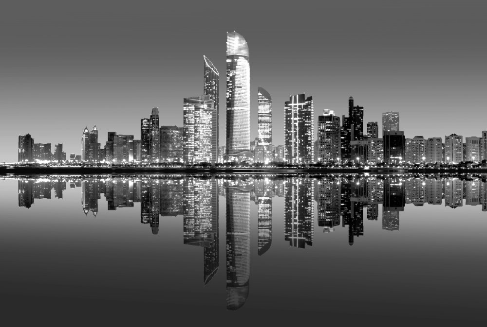 Abu Dhabi City from its reflection