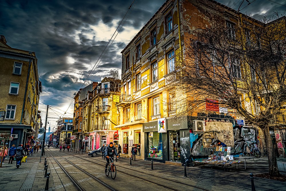 A cyclist in Sofia