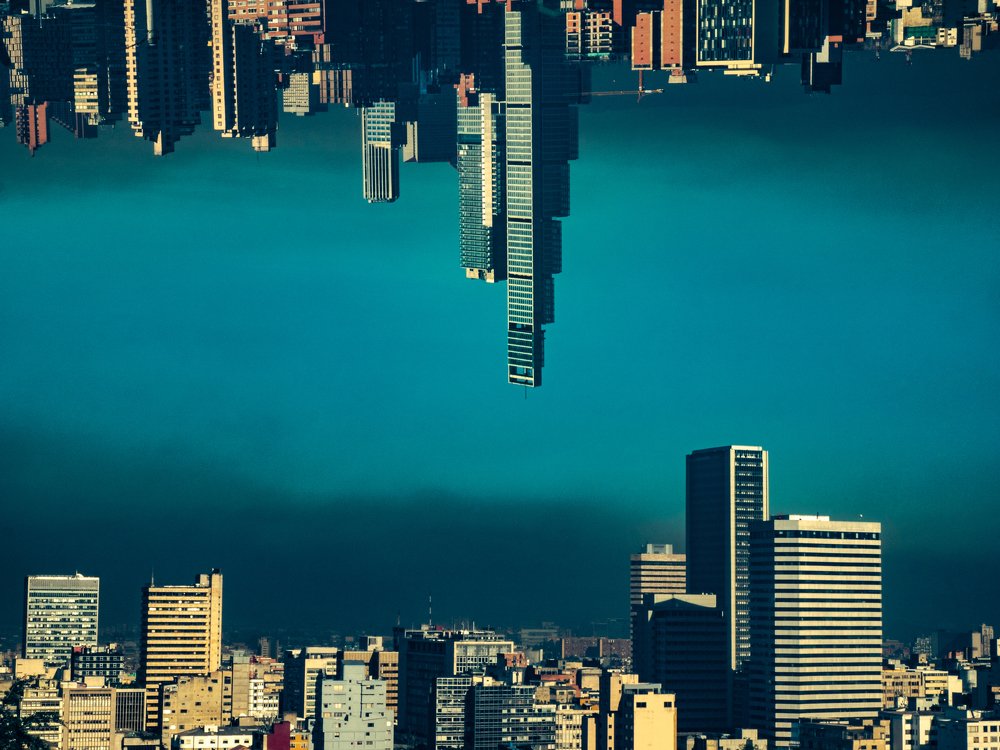 High pollutions levels in Bogotá City double exposure in color