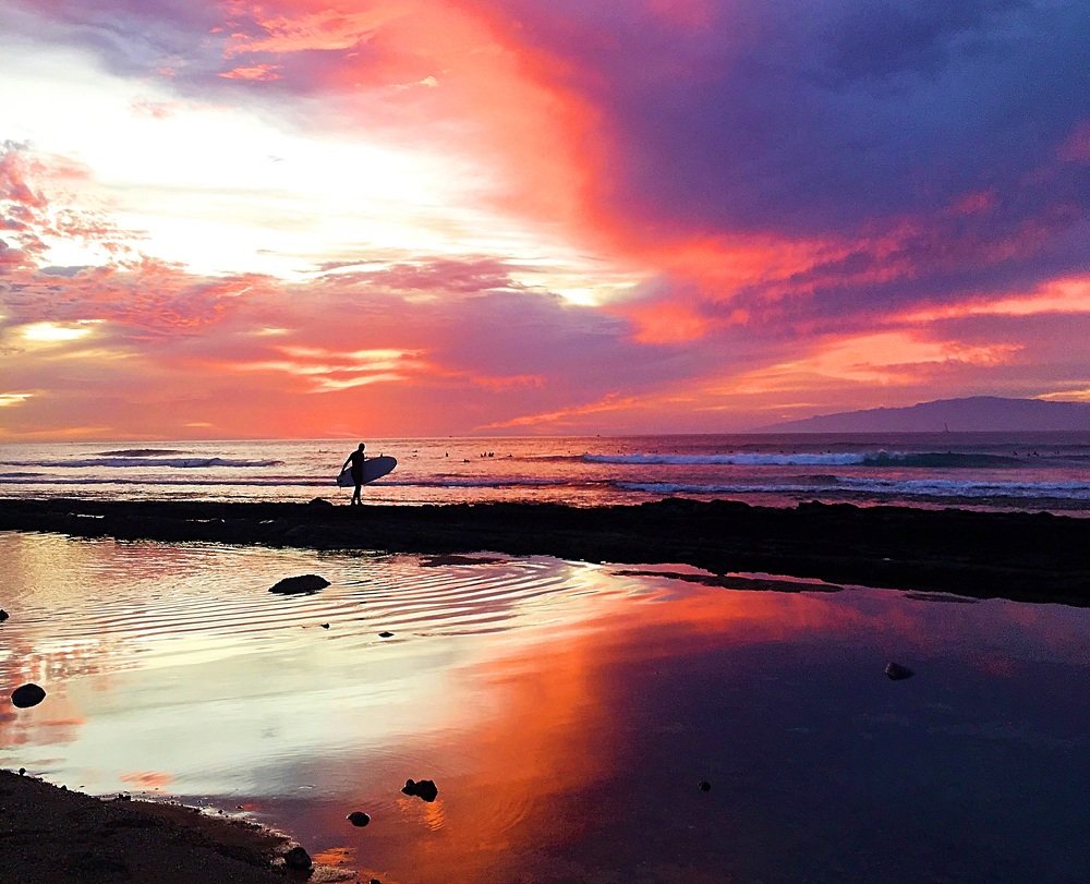 Sunset over the Atlantic Ocean.Tenerife,Canary Islands,Spain.