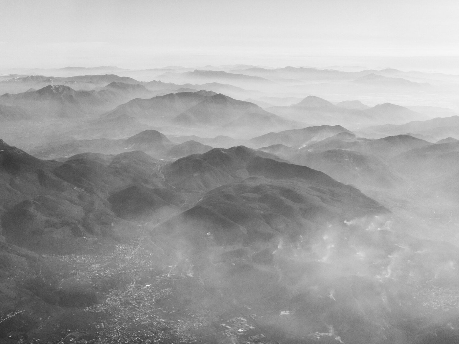 Fog covered mountains