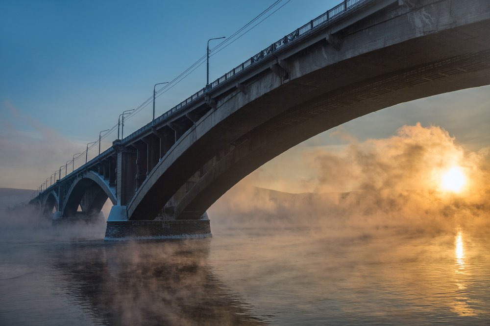 Закат,Коммунальный мост через Енисей