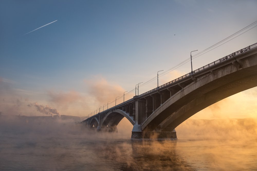 Мост через Енисей,закат
