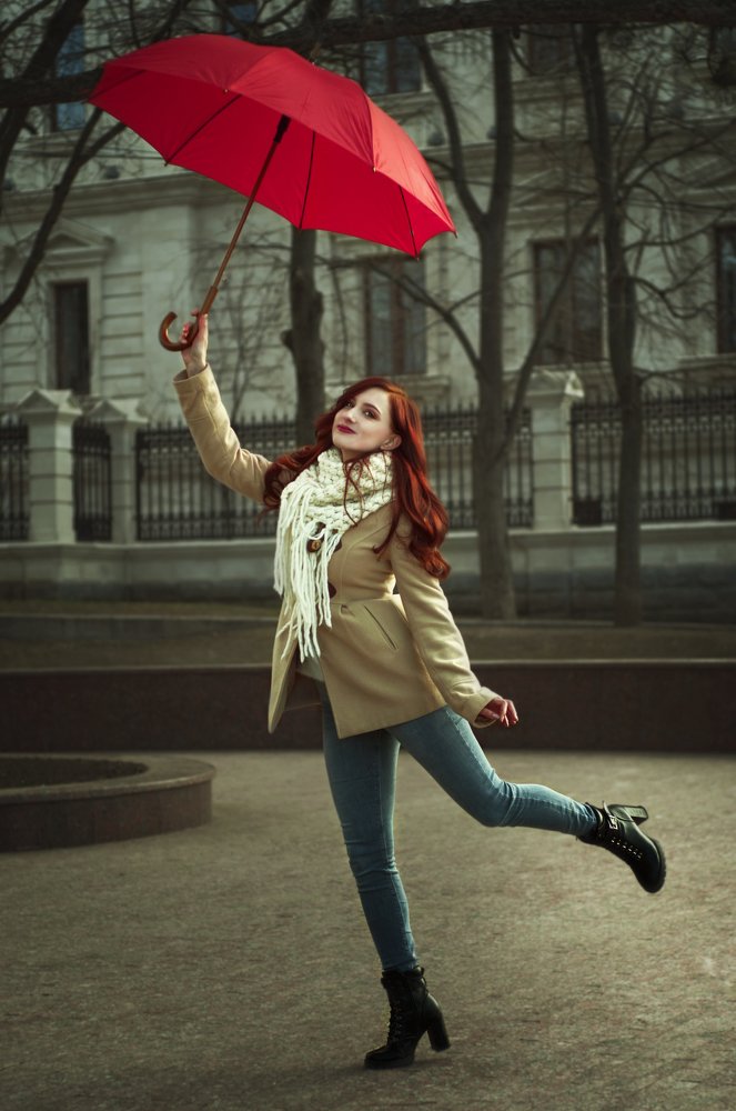 Playful redhead girl