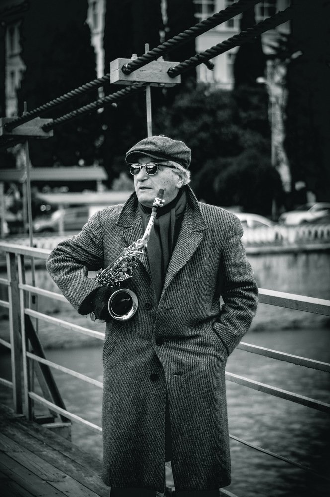 Street saxophonist.