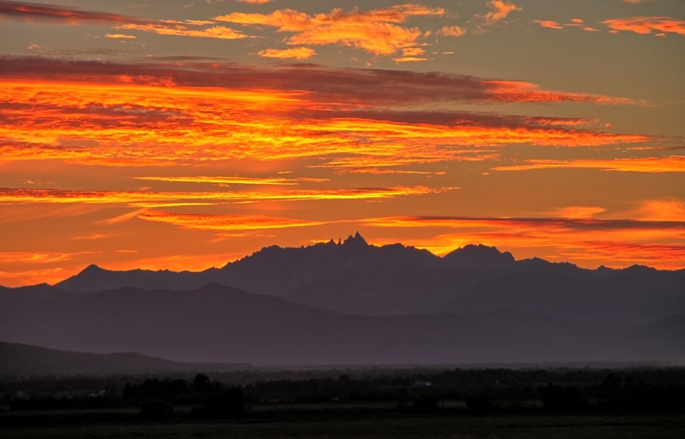 Вид на Ганальские остряки на закате.
