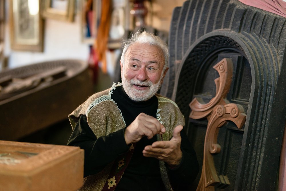 Sculptor Bogdan Hovhannisyan at his studio.
