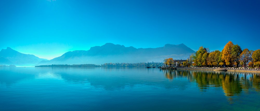 Mondsee, Austria in the morning mist.