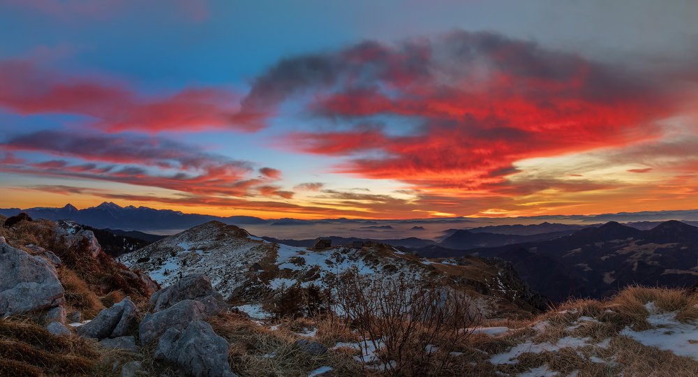 Sunrise above Slovenia