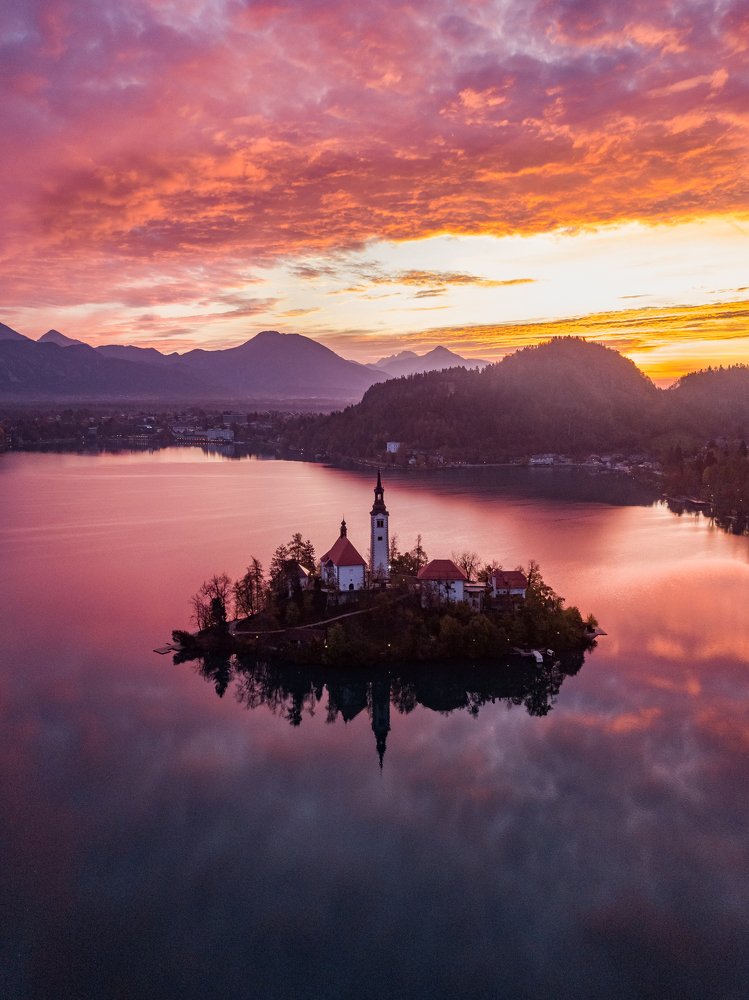Sunrise at lake Bled