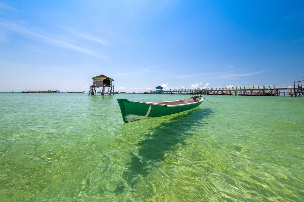 Fisherman boat parking with beautiful daylight view