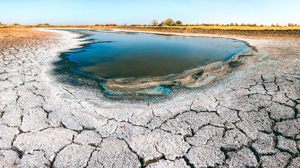 Пруд и его последняя вода. The pond and its the last of the water.