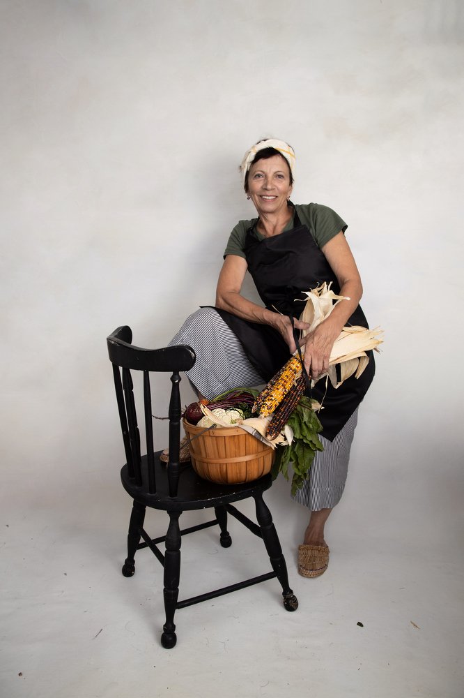 Styled farm woman portrait